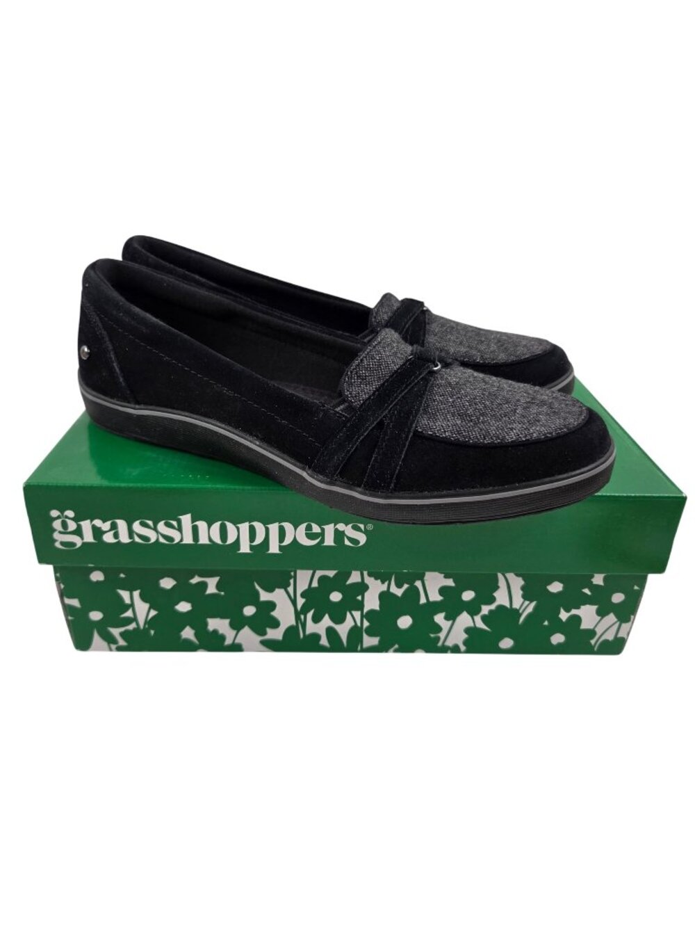 Grasshoppers Loafers Womens Size 9.5 Windham Suede Black Ortholite Comfort Shoes